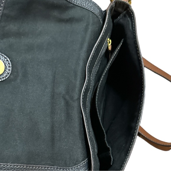 Fossil Cowhide Crossbody or Shoulder Black Pebble Stone with Brown Accents - Picture 9 of 13